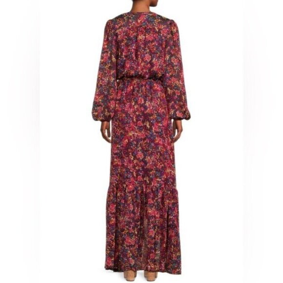 Ramy Brook Women’s Fatima Floral Asymmetric Maxidress V neck size M - Picture 2 of 12